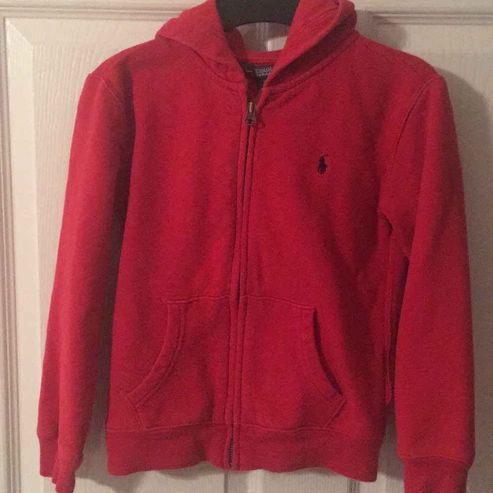 Ralph Lauren boy red hoodie zip up size 7